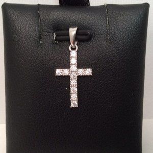 14K REAL WHITE GOLD VERY SMALL CROSS CHARM PENDANT